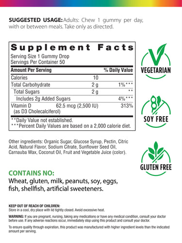 Berry D-Licious D3 2,500 IU Gummies, 50 Vegetarian Gummies