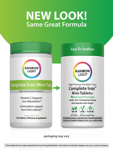 Complete Iron Mini-Tablets + Real Food Nutrients, 60 Vegan Mini-Tablets