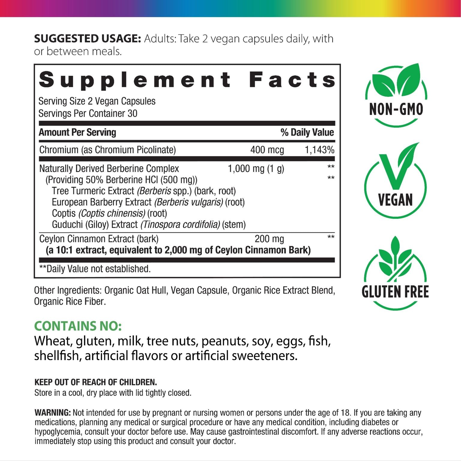 Berberine Complex 1000 MG (per serving), 60 Vegan Capsules