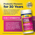 RenewLife Ultimate Flora Women's Probiotic offers 25 Billion CFU in 30 vegan capsules, featuring a 3-in-1 synbiotic formula.