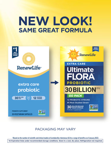 Ultimate Flora Extra Care Probiotic 30 Billion GO PACK, 30 Delayed Release Vegan Caps