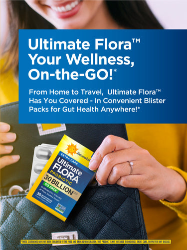 Ultimate Flora Extra Care Probiotic 30 Billion GO PACK, 30 Delayed Release Vegan Caps