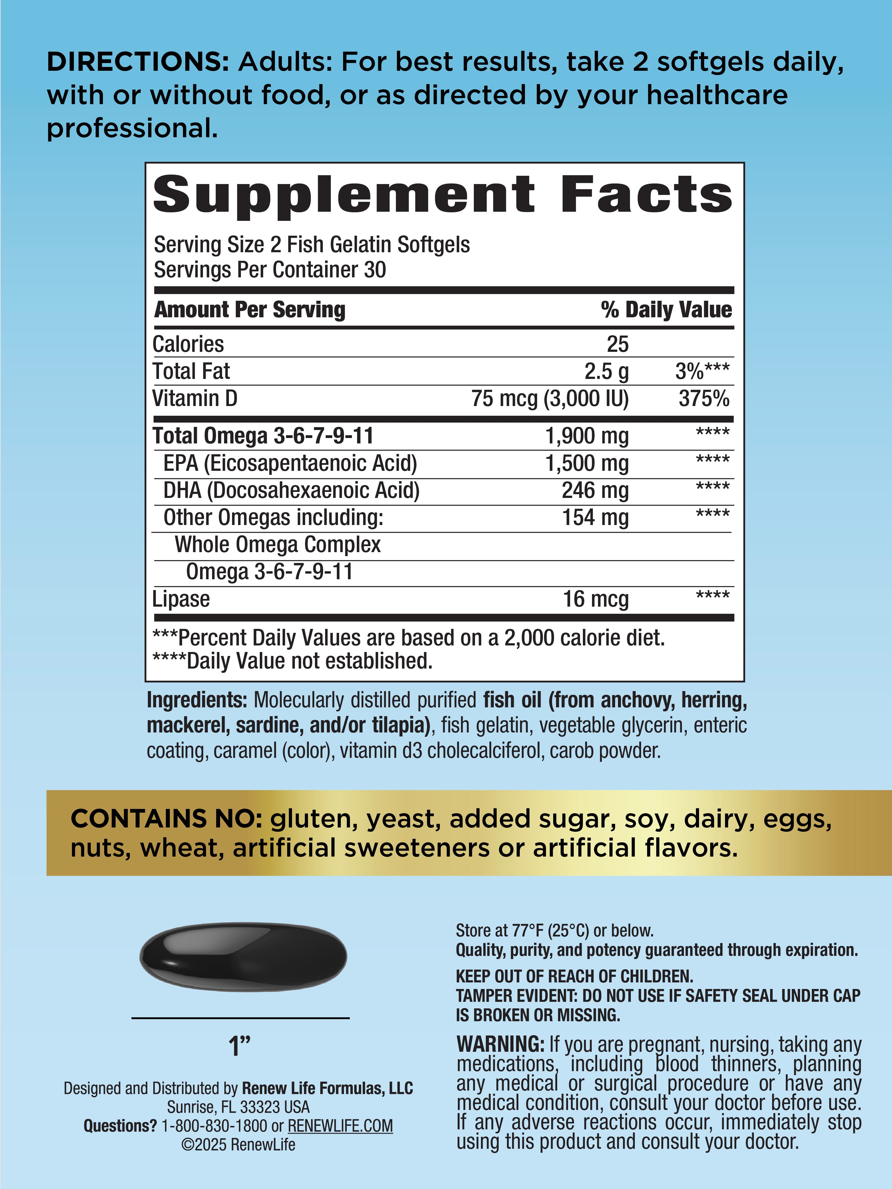 Norwegian Gold Super Critical Omega, 60 Fish Gelatin Softgels