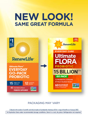 Ultimate Flora Everyday Care Probiotic 15 Billion GO PACK, 60 Delayed Release Vegan Caps