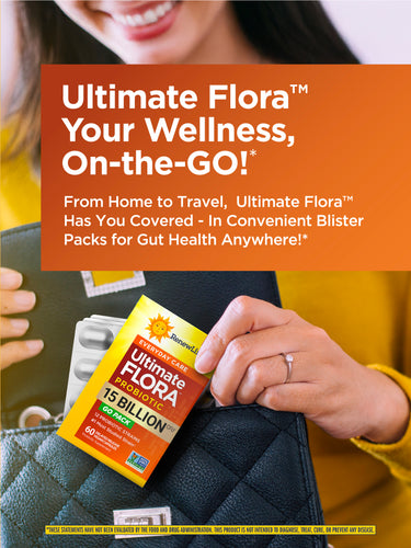 Ultimate Flora Everyday Care Probiotic 15 Billion GO PACK, 60 Delayed Release Vegan Caps