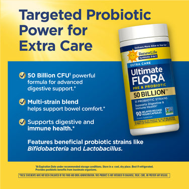 Ultimate Flora Extra Care Probiotic 50 Billion, 90 Delayed Release Vegan Caps