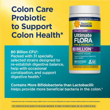 Ultimate Flora Colon Care Prebiotic & Probiotic 80 Billion, 30 Delayed Release Vegan Caps
