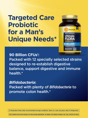 Ultimate Flora Men's Complete Probiotic 90 Billion, 30 Delayed Release Vegan Caps