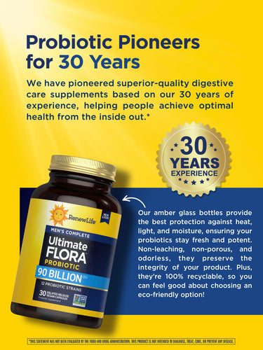 Ultimate Flora Men's Complete Probiotic 90 Billion, 30 Delayed Release Vegan Caps