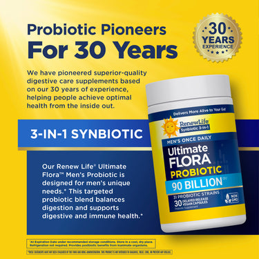 Ultimate Flora Men's Complete Probiotic 90 Billion, 30 Delayed Release Vegan Caps