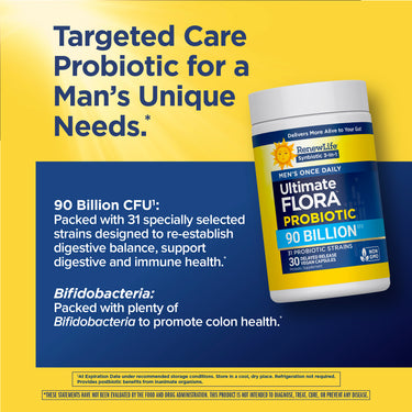 Ultimate Flora Men's Complete Probiotic 90 Billion, 30 Delayed Release Vegan Caps