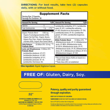The Supplement Facts panel for RN Daily Balance Probiotic plus Prebiotic is displayed.