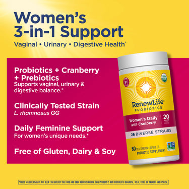 Women's Daily 3-in-1 Prebiotics & Probiotics, 60 Vegetarian Capsules