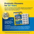 Product highlights graphic stating 30 Years Experience. RenewLife Ultimate Flora 50 Billion CFU, travel packs, no refrigeration.