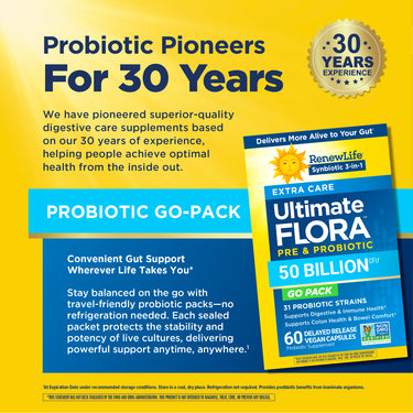 Ultimate Flora Extra Care Probiotic 50 Billion GO PACK, 60 Delayed Release Vegan Caps