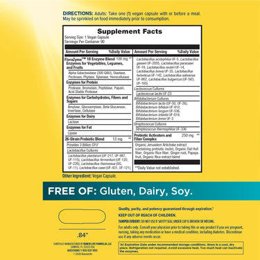 FloraZyme Digestive Enzymes Dr. Formulated, 90 Vegan Capsules