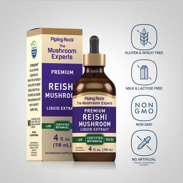Reishi Mushroom Liquid Extract, 4 fl oz (118 mL) Dropper Bottle