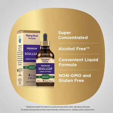 Scullcap Liquid Extract Alcohol Free, 4 fl oz (118 mL) Dropper Bottle