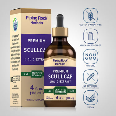 Scullcap Liquid Extract Alcohol Free, 4 fl oz (118 mL) Dropper Bottle