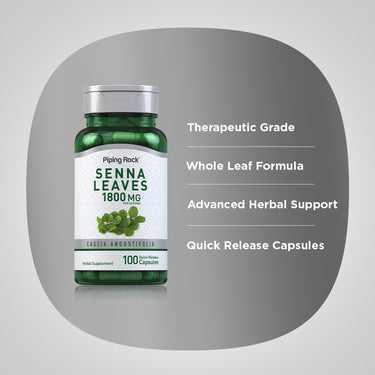 Senna Leaves, 1800 mg (per serving), 100 Quick Release Capsules