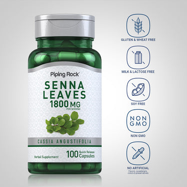Senna Leaves, 1800 mg (per serving), 100 Quick Release Capsules