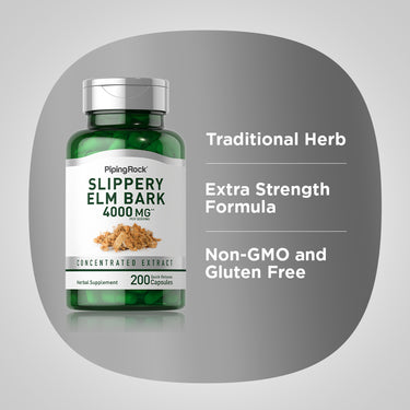 Slippery Elm Bark, 4000 mg (per serving), 200 Quick Release Capsules