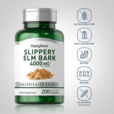 Slippery Elm Bark, 4000 mg (per serving), 200 Quick Release Capsules