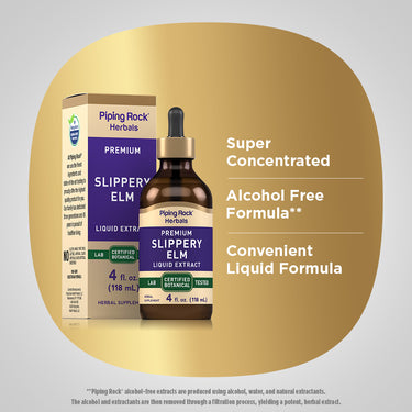 Slippery Elm Liquid Extract Alcohol Free, 4 fl oz (118 mL) Dropper Bottle