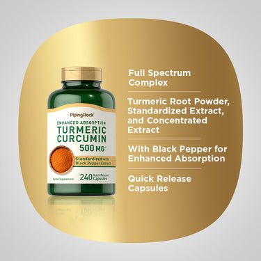 Standardized Turmeric Curcumin Complex, 500 mg, 240 Quick Release Capsules