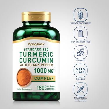 Standardized Turmeric Curcumin Complex w/ Black Pepper, 1000 mg, 180 Quick Release Capsules