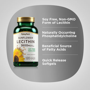 Sunflower Lecithin, 3600 mg (per serving), 120 Quick Release Softgels