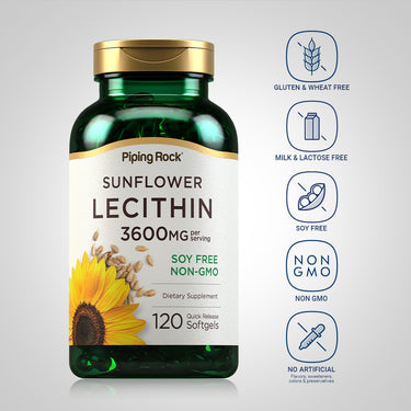Sunflower Lecithin, 3600 mg (per serving), 120 Quick Release Softgels
