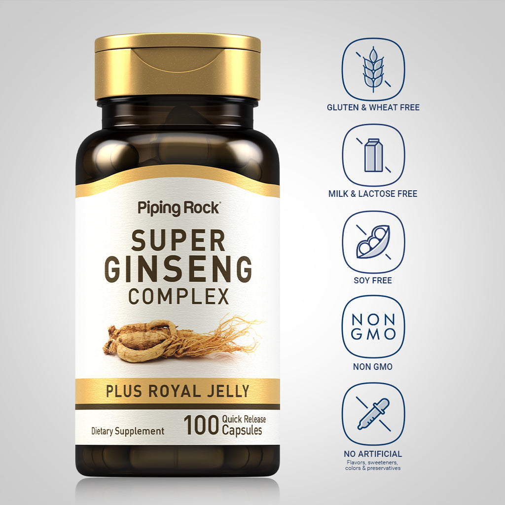 Super Ginseng Complex Plus Royal Jelly, 100 Quick Release Capsules