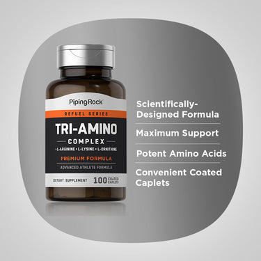 Tri Amino L-Arginine L-Ornithine L-Lysine, 100 Coated Caplets