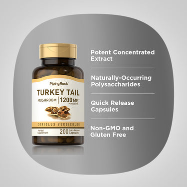 Turkey Tail Mushroom, 1200 mg (per serving), 200 Quick Release Capsules