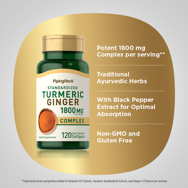 Turmeric Ginger Complex Standardized, 1800 mg (per serving), 120 Quick Release Softgels