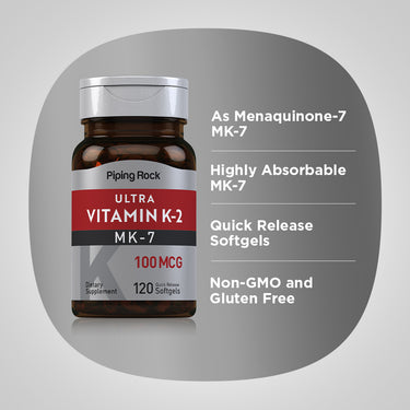 Ultra K-2 with MK-7, 100 mcg, 120 Quick Release Softgels