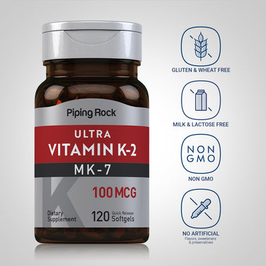 Ultra K-2 with MK-7, 100 mcg, 120 Quick Release Softgels