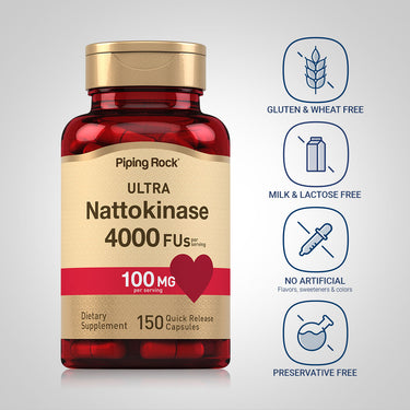 Ultra Nattokinase 4000 FU, 100 mg (per serving), 150 Quick Release Capsules