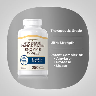 Ultra Strength Pancreatin Enzyme, 3000 mg (per serving), 250 Coated Caplets