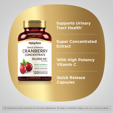 Ultra Triple Strength Cranberry Plus C, 30,000 mg (per serving), 120 Quick Release Capsules