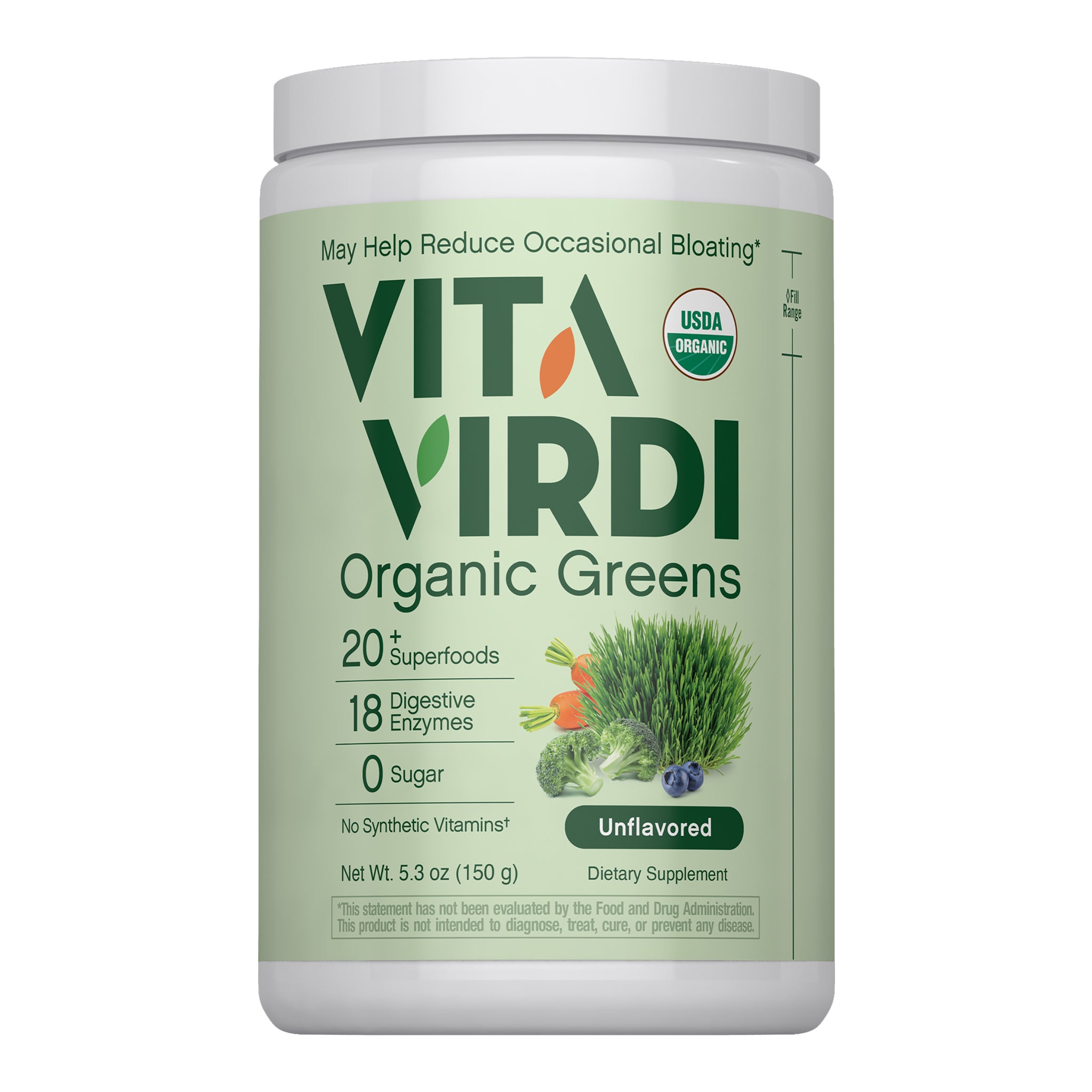 Greens Powder Unflavored (Organic), 5.3 oz (150 g) Bottle