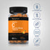 Vitamin C bottle with icons indicating gluten free, wheat free, milk free, lactose free, soy free, non-GMO, no artificial sweeteners.