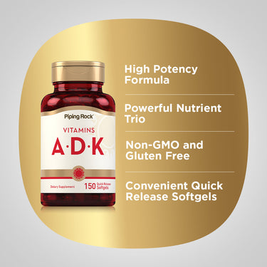 Vitamins A (1500 mcg) D (5000 IU) & K (800 mcg), 150 Quick Release Softgels