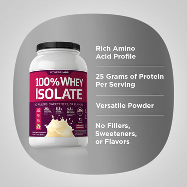 Whey Protein Isolate  (Unflavored & Unsweetened), 2 lb (908 g) Bottle
