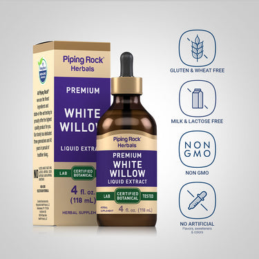 White Willow Bark Liquid Extract Alcohol Free, 4 fl oz (118 mL) Dropper Bottle