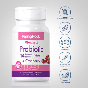 Women’s Probiotic 14 Strains 5 Billion Organisms plus Cranberry, 90 Vegetarian Capsules