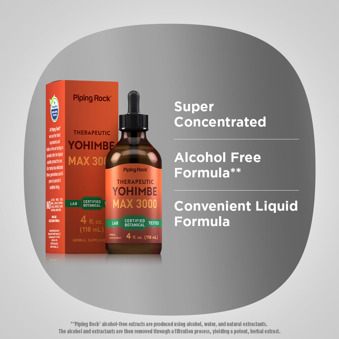 Yohimbe Max 3000 Liquid Extract Alcohol Free, 4 fl oz (118 mL) Dropper Bottle