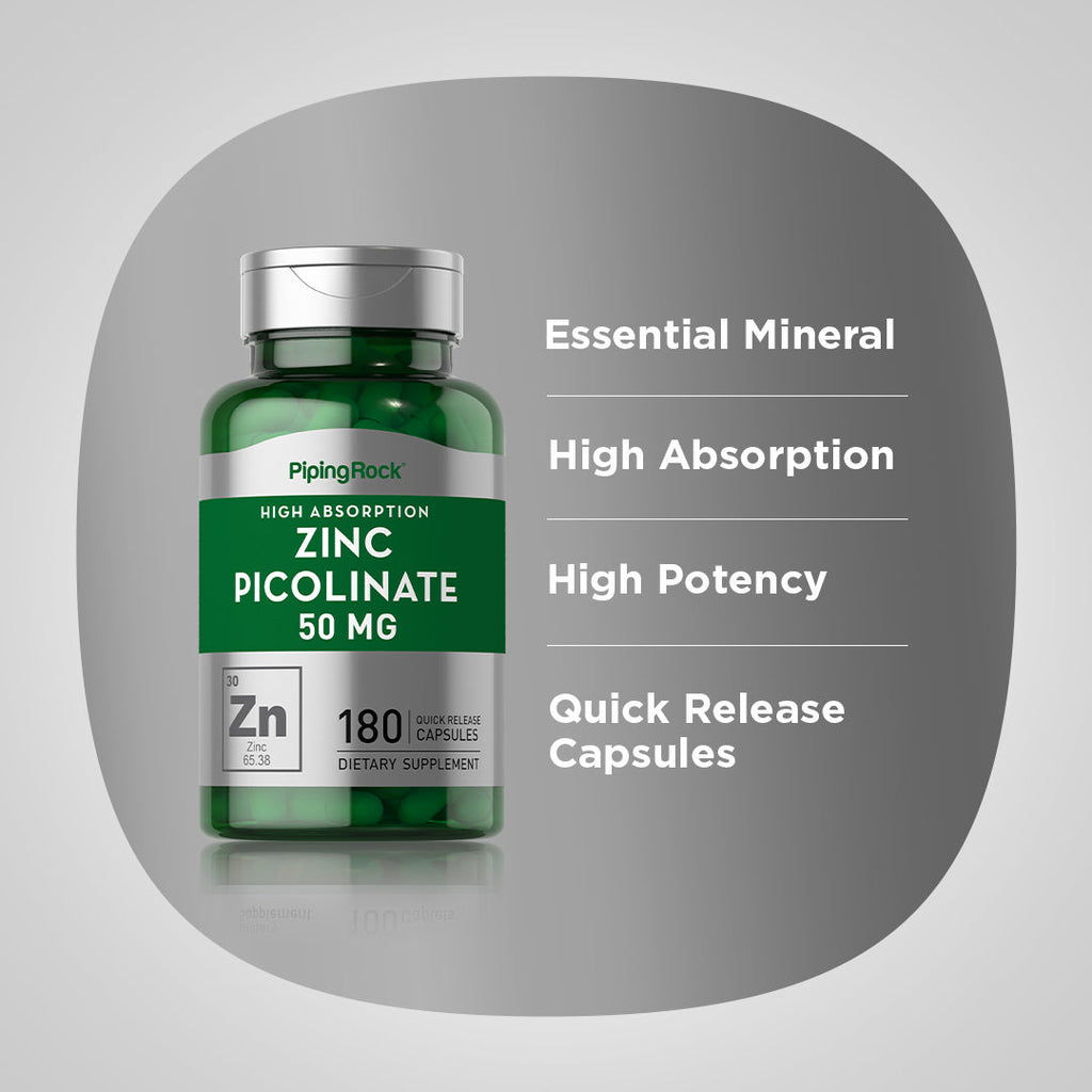 Zinc Picolinate (High Absorption Zinc), 50 mg, 180 Quick Release Capsu
