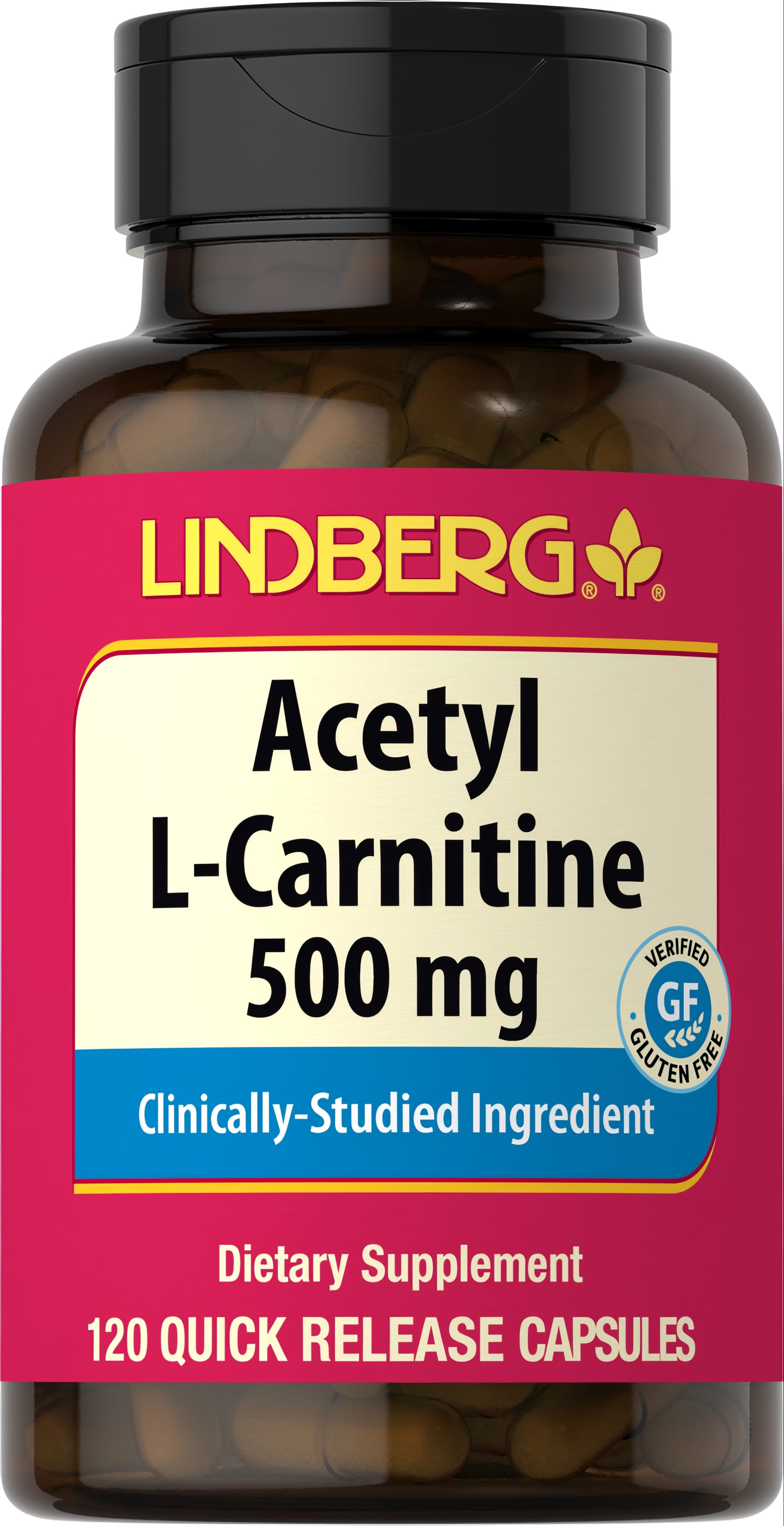 Acetyl L-Carnitine 500 mg, 120 Quick Release Capsules. Contains a clinically-studied ingredient and is verified gluten-free.